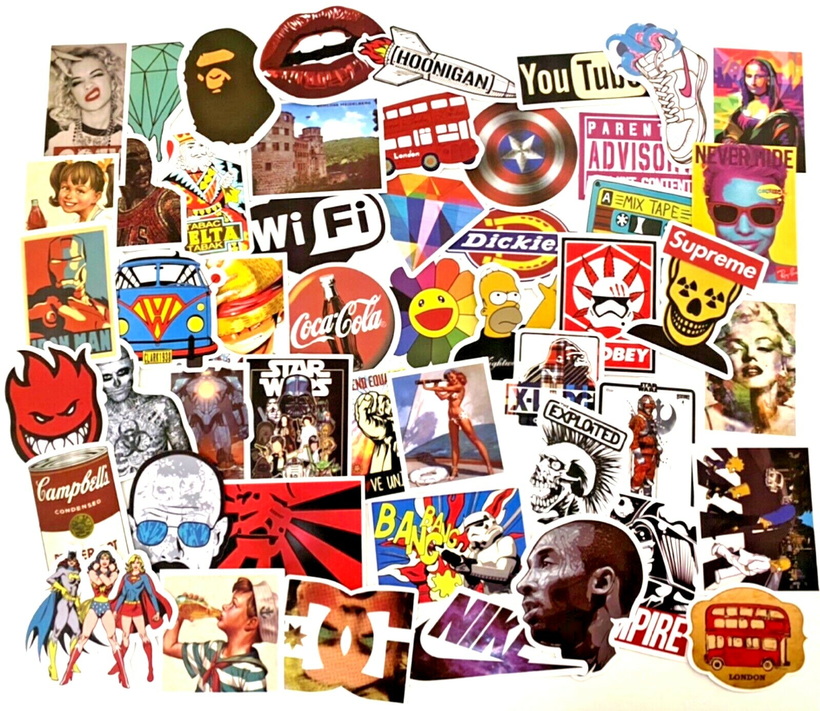 UK 50PC Fashion Graffiti Stickers Brand LOGO Laptop Skateboard Car Luggage Decal