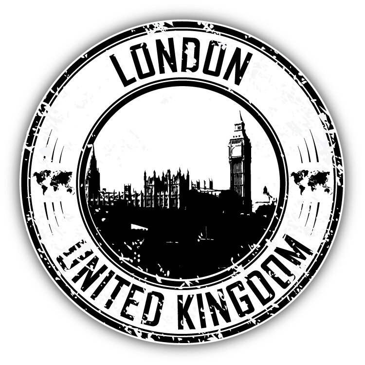 London United Kingdom Grunge Rubber Stamp Travel Car Bumper Sticker Decal