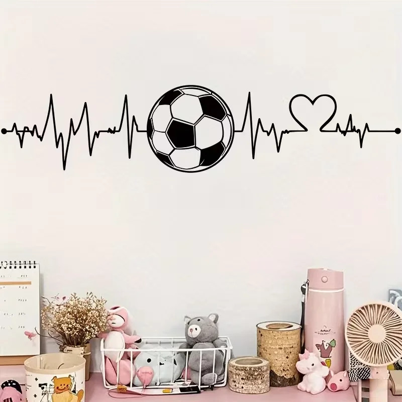 Contemporary Retro Football Sticker Wall Decal with Design Heart Patterns