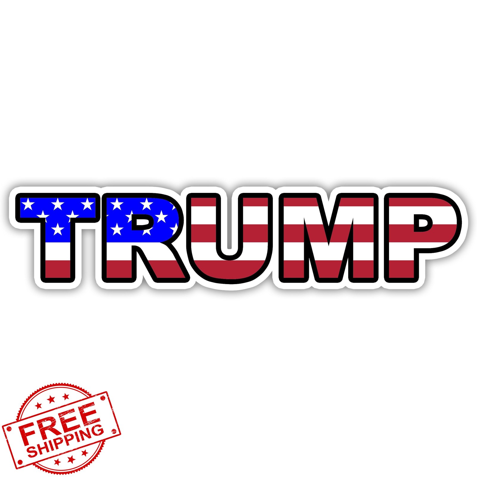 Black Diamond Art Trump Flag Sticker 9" x 2" Vinyl Decal