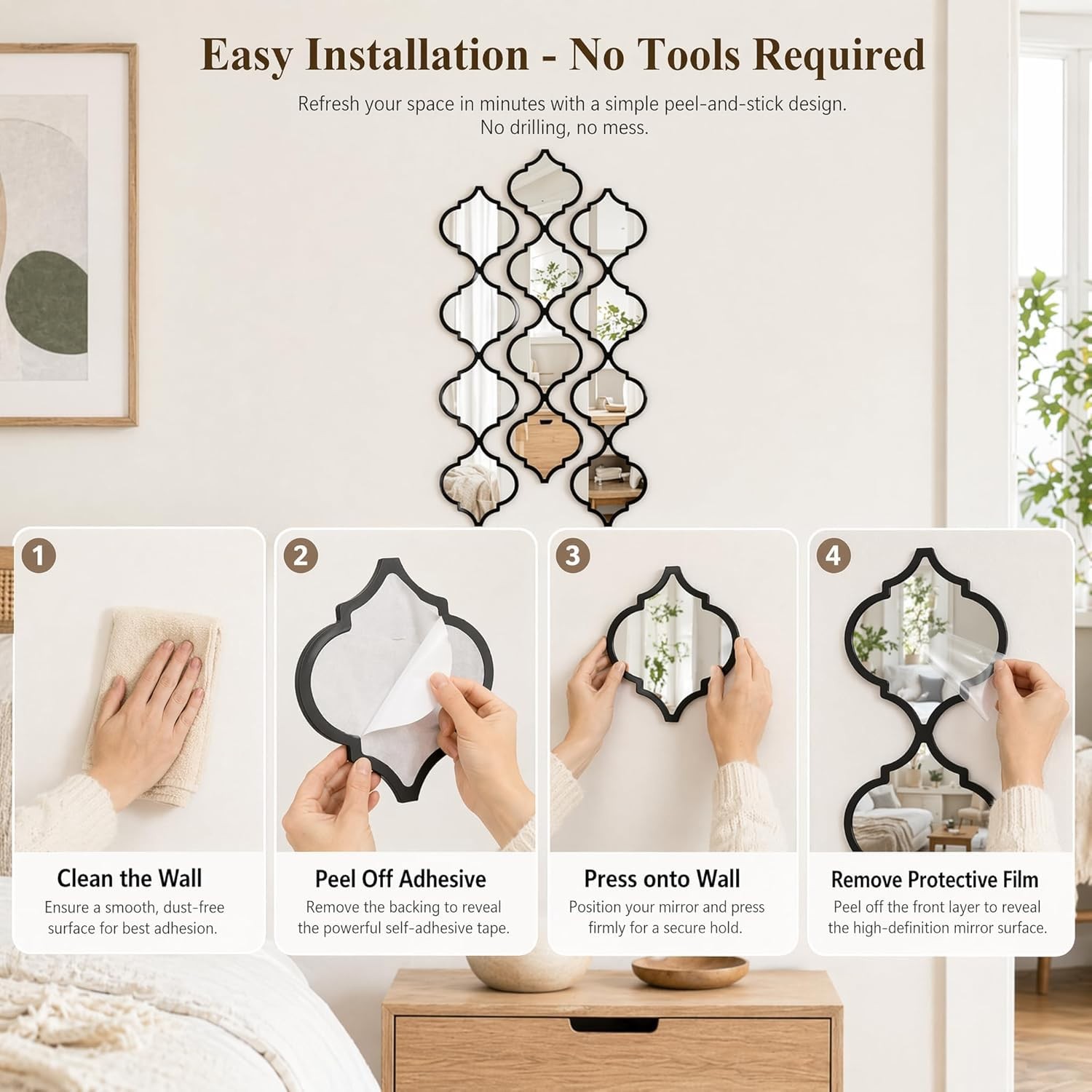 12Pcs Acrylic Mirrors for Wall Decor – DIY -Adhesive Decorative Mirror Tiles,…