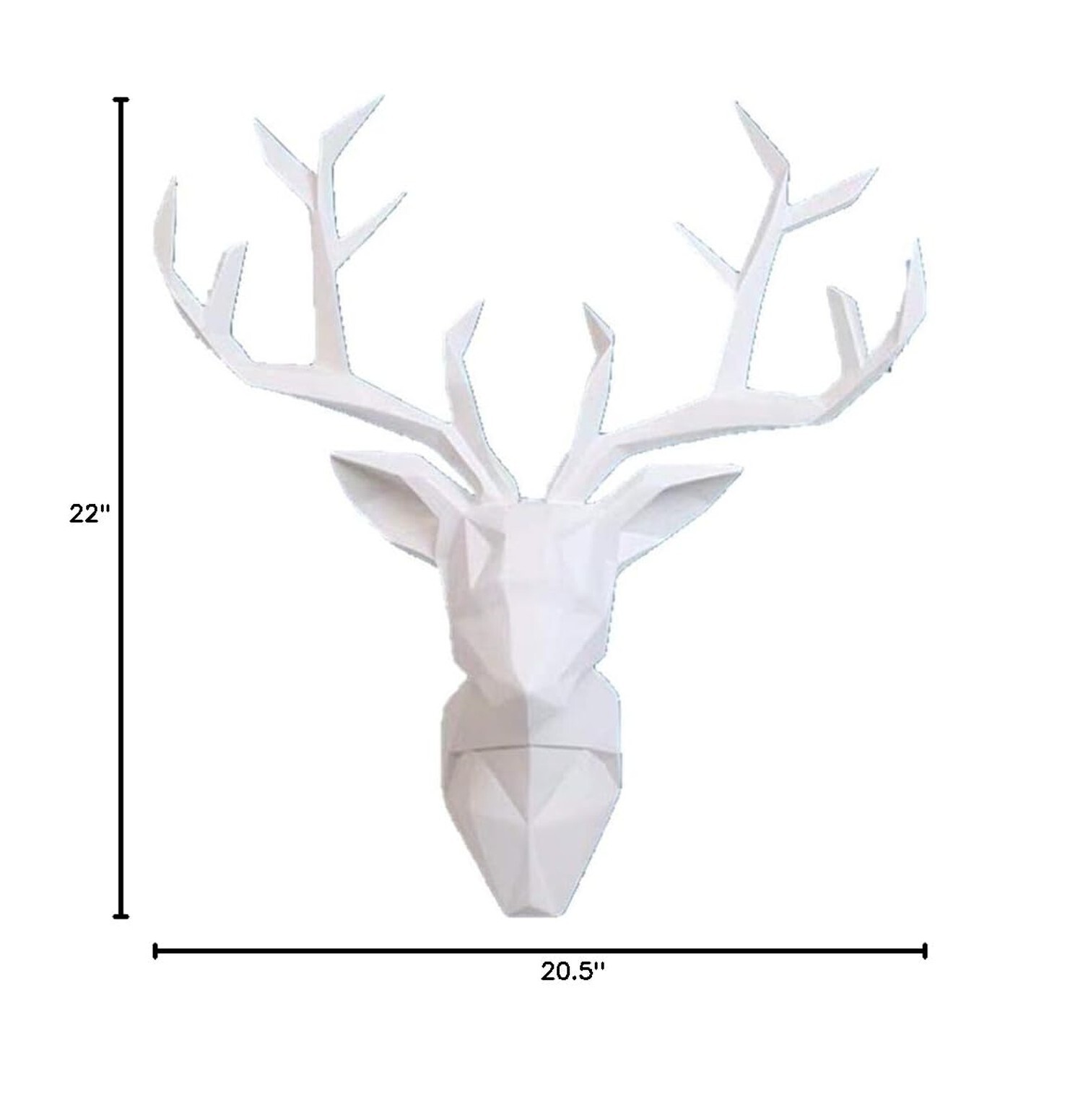 YJ Home Deer Head Wall Art – Geometrial Deer Head Sculpture Home Decor (White…