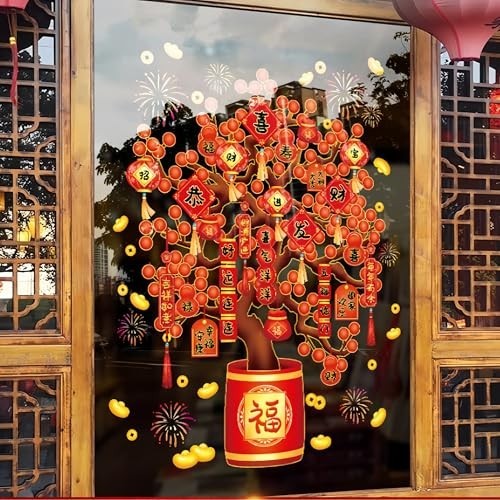 Chinese New Year Window Stickers – Fu Character Static Clings, Zodiac Horse Deco