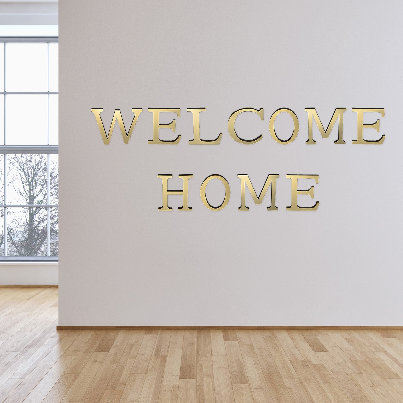 3D Acrylic Alphabet Mirror Wall Stickers Letter O Self-Adhesive Light Gold