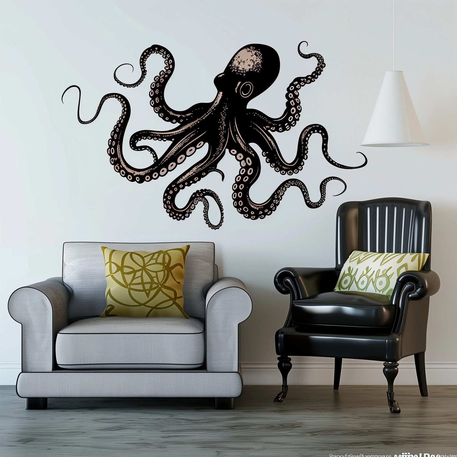 Elegant Octopus Wall Sticker Decals | Detailed Nautical Wall Art