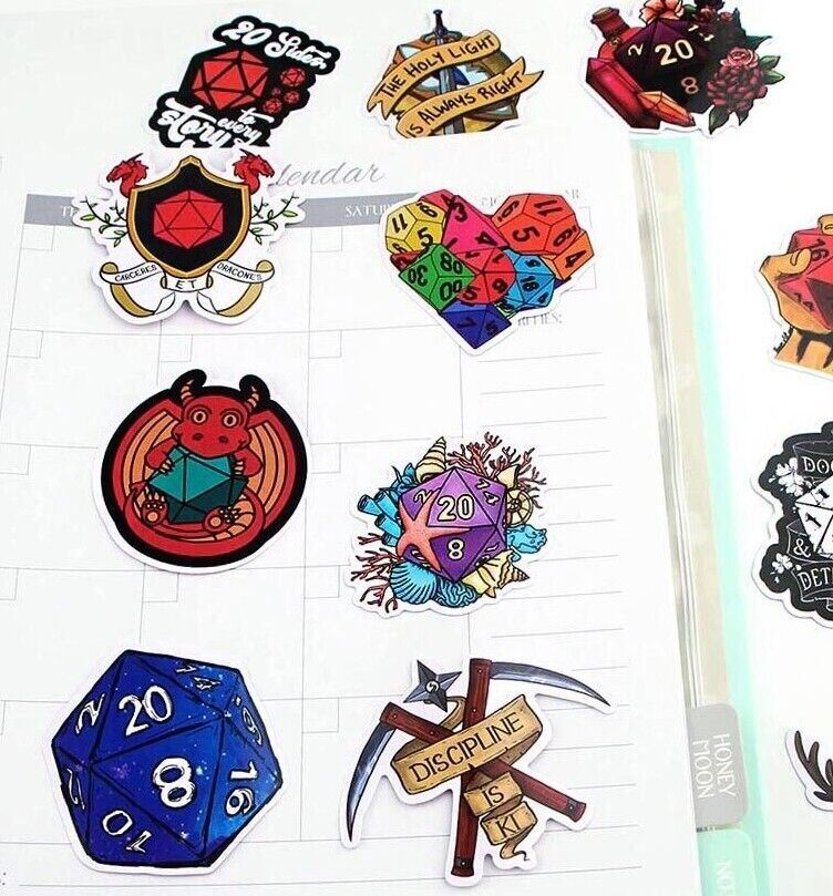 DUNGEONS & DRAGONS Vinyl Stickers [A] Waterproof Decal ~D&D Polyhedra Dice Games