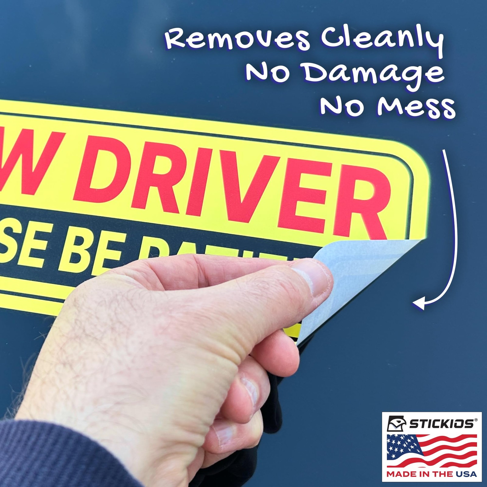 New Driver Sticker Non Magnetic Vinyl Removable 10.75in x 4in 2Pcs Car Window