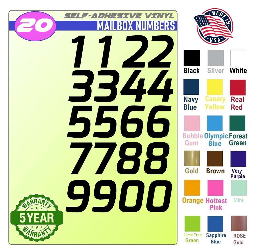 20 Mailbox,Car, Doors, Toolbox,Lockers,Window, Decal Sticker Numbers [EXO ITALIC