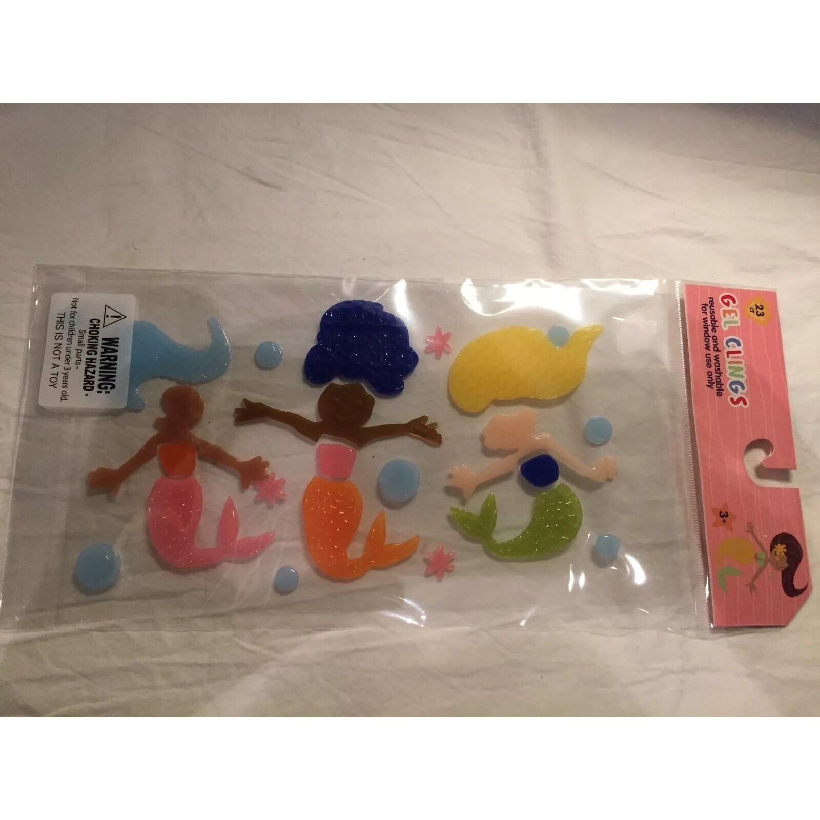 NEW CUTE 3 MERMAIDS Gel Window Stickers Clings Decorations Fun Beautiful 23 pcs!