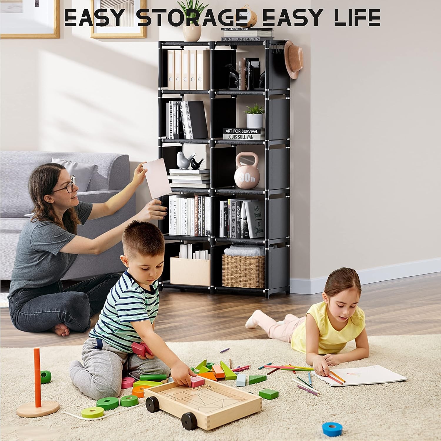 Book Shelf, 12 Cube Storage Organizer, DIY Bookcase, Metal Bookshelf,Tall Book c