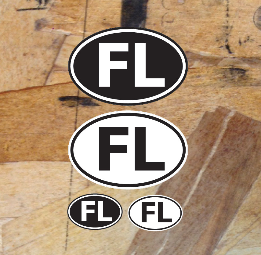 FL Florida Oval Bumper Sticker Sticker Euro Style 4 for 1