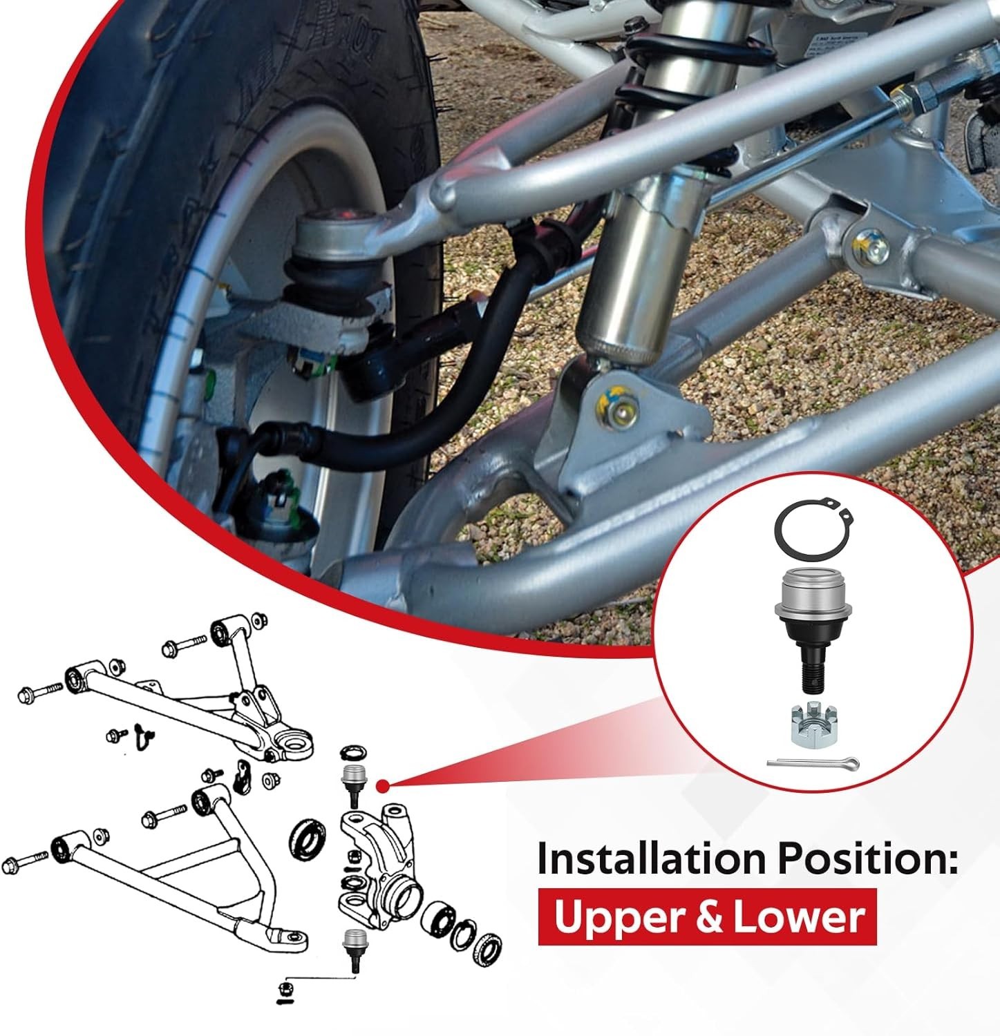 Upper & Lower Ball Joint Kit for Honda FourTrax 300 Foreman 400 TRX300 TRX400 4P