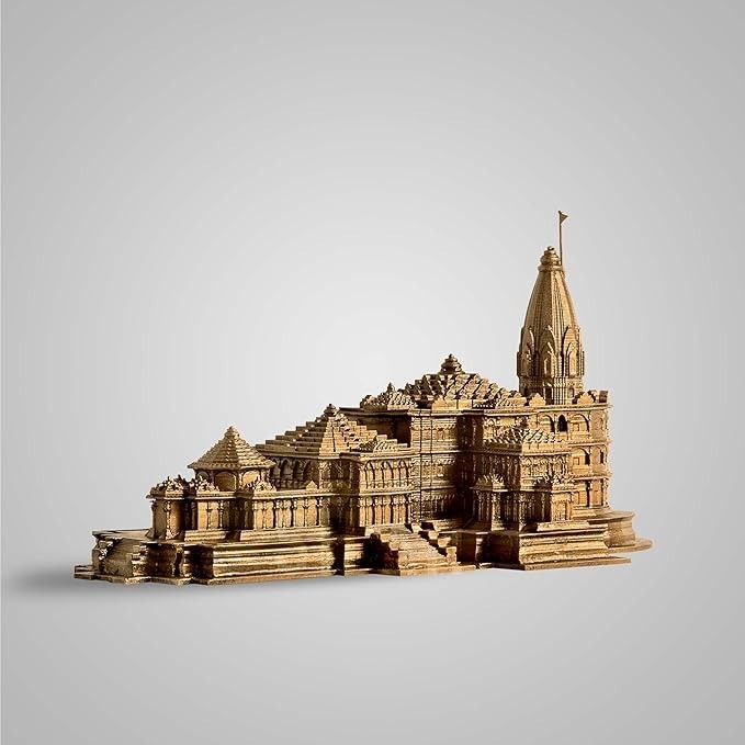 Ayodhya Ram Mandir Replica Sculpture – 6 Inch Antique Bronze – Ideal for Home
