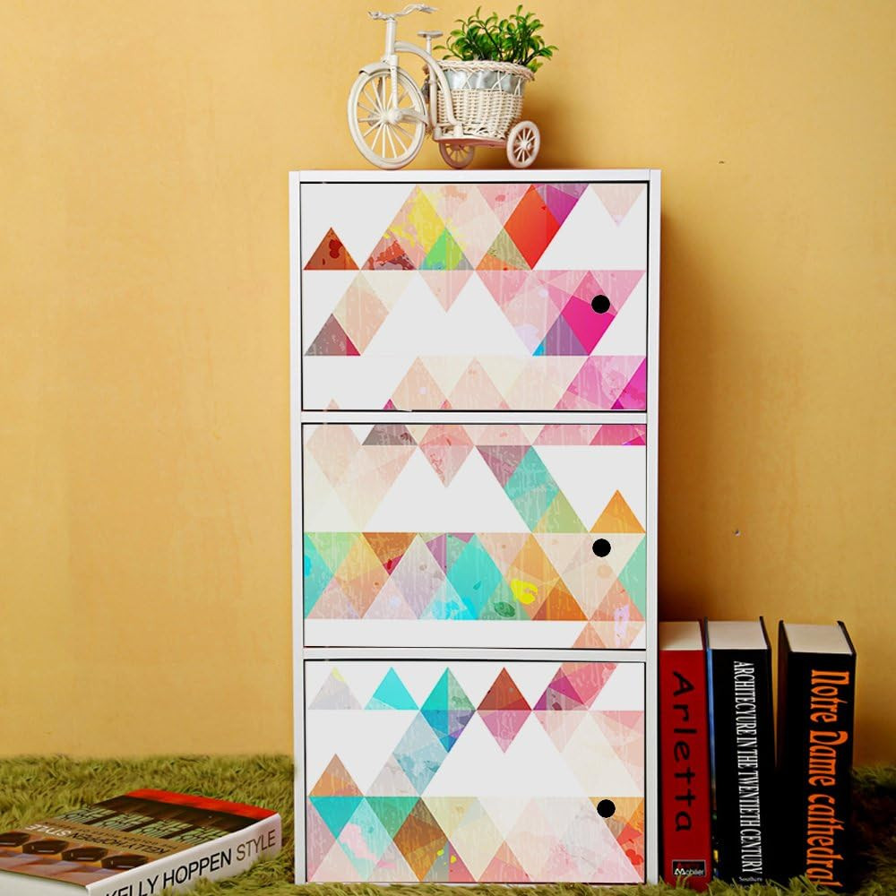 Removable 15.8 X 98.4Inch Colorful Geometric Triangle Wall Decals DIY Large Mode