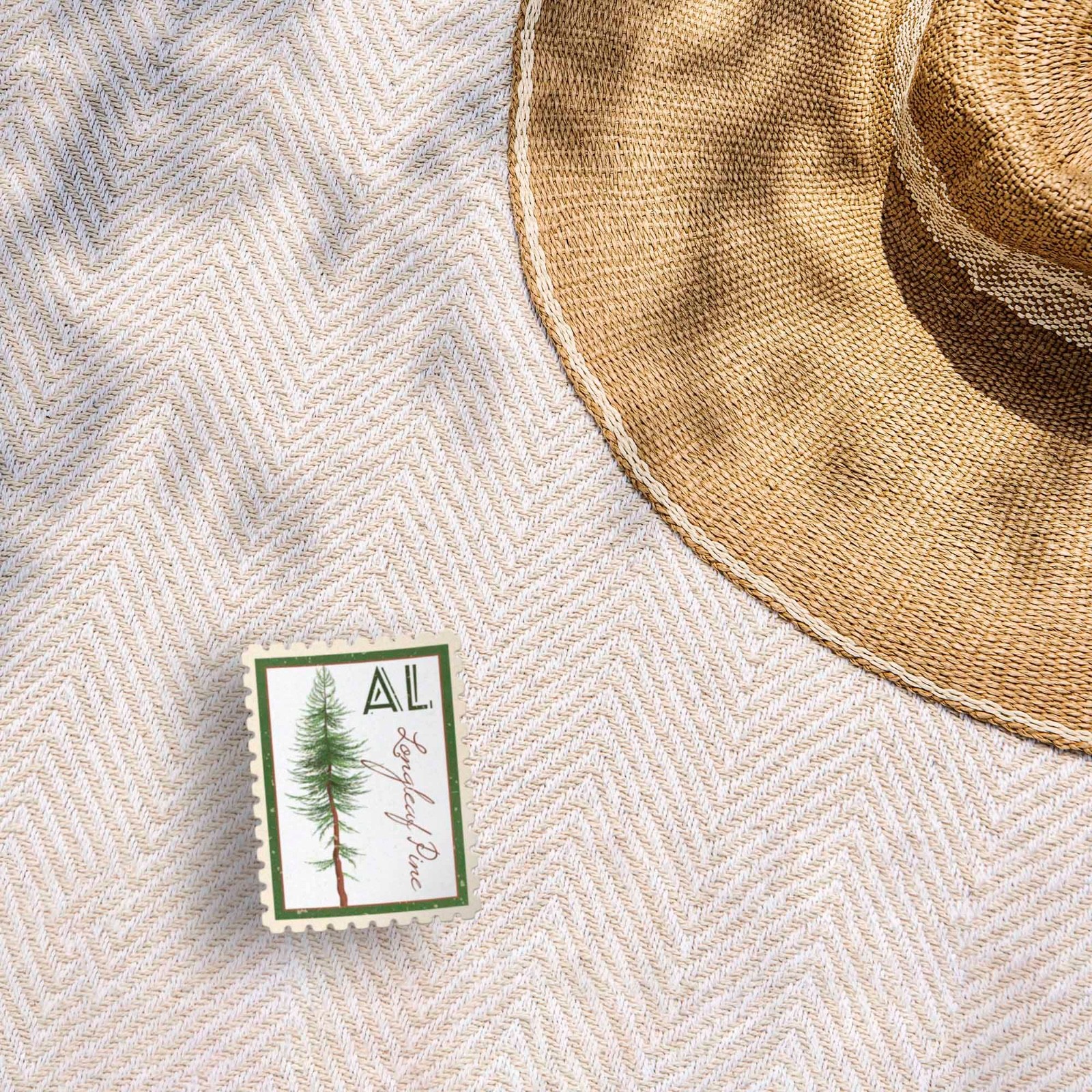 Alabama State Tree Longleaf Pine Sticker – AL Vintage Stamp Decal for Laptop