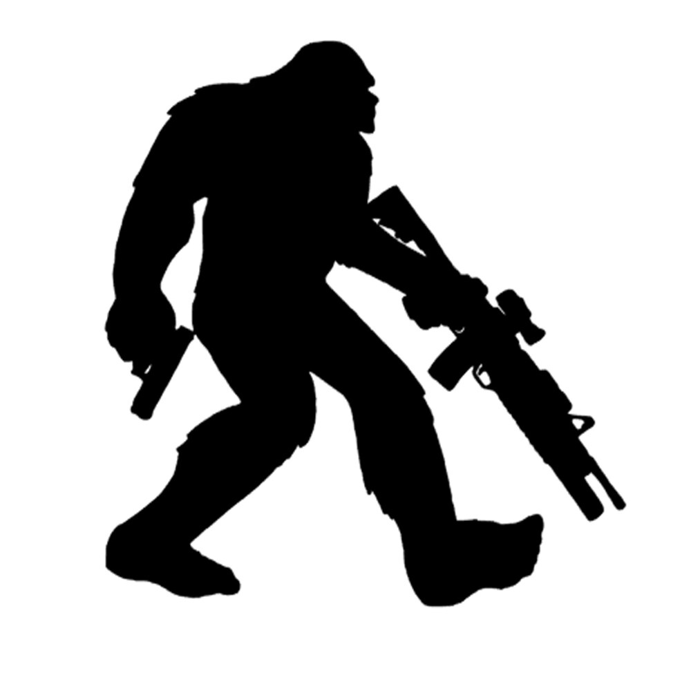 Bigfoot Sasquatch AR GUN Decal for Truck Car Window Hunter tumbler sticker
