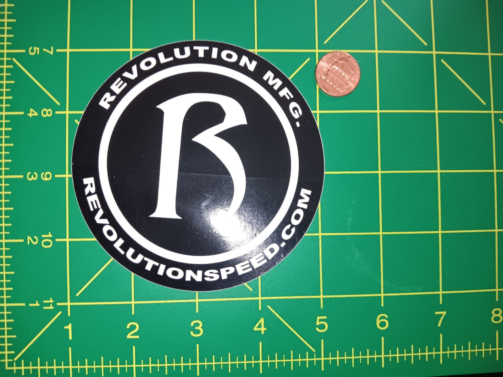 Rev- MFG Sticker Round Vinyl Decal Automotive Logo Black 3.5in