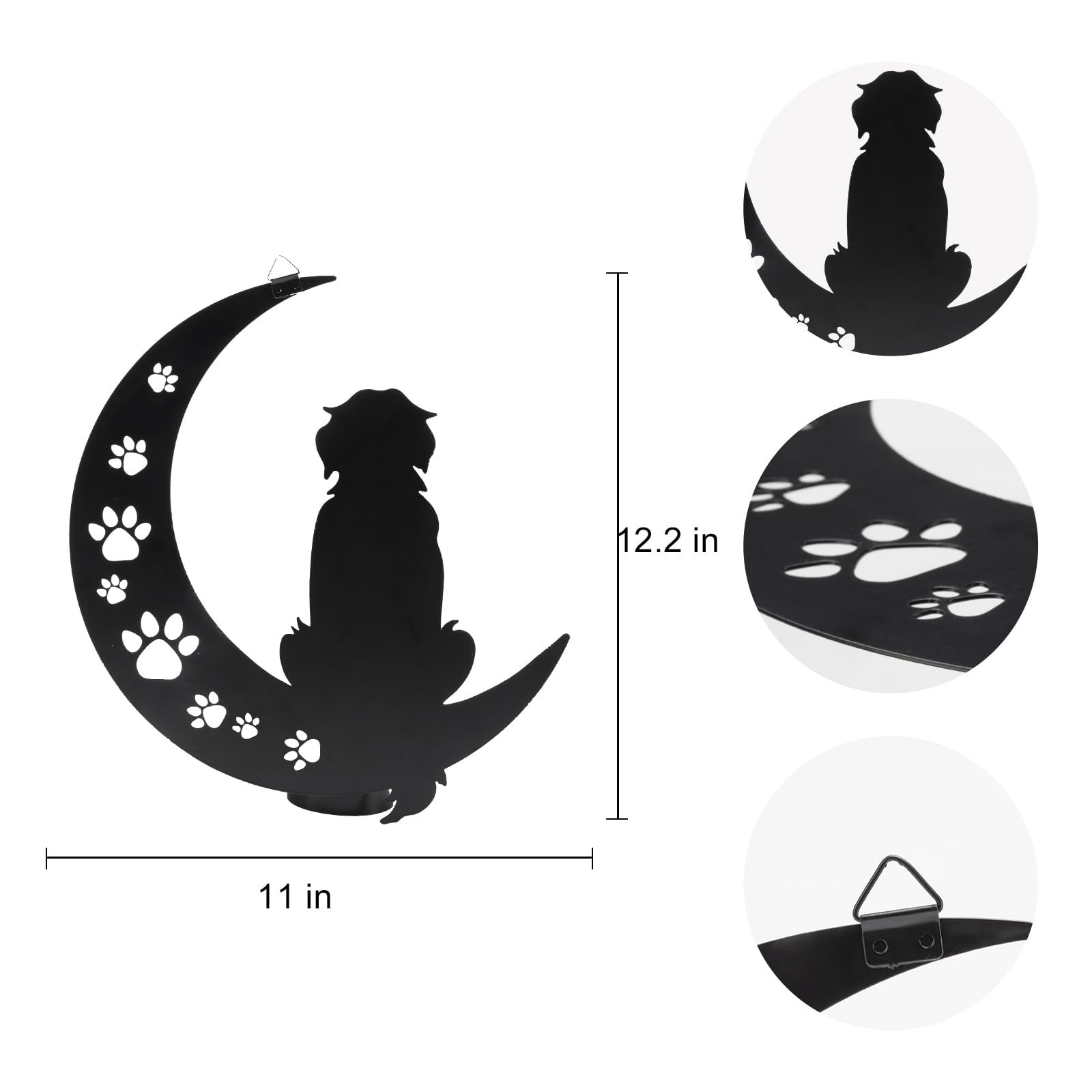 VZVXCC Dog Metal Wall Art Outdoor Decor- 12" Black Metal Wall Sculpture Statu…