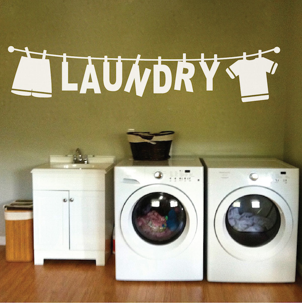 Laundry Wall Decal, Fun Clothes Wording Wall Vinyl, Laundry Room Wash Art, 15m
