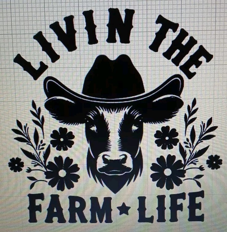 Livin The Farm Life Cow Cowboy Hat Decal