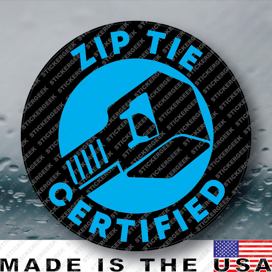 Zip Tie Certified Funny Hard Hat Helmet JDM Gag Prank Joke Sticker 2IN