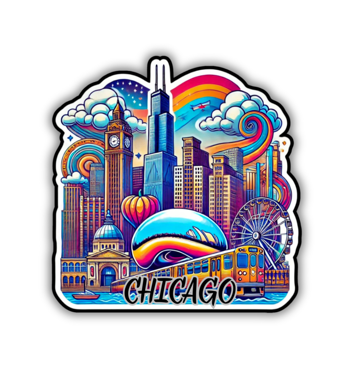 Chicago Illinois Windy City Fridge Magnet or Laptop Sticker