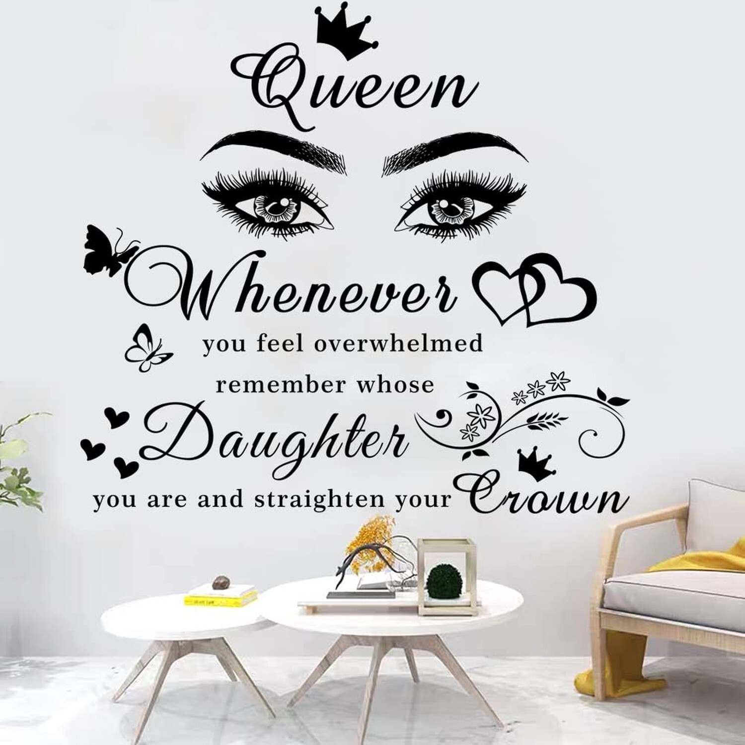 Girls Inspirational Wall Stickers Wall Art Quote Queen Wall Decals Positive M…