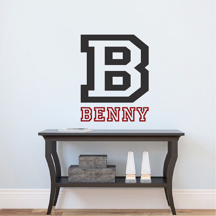 Sport Initial Wall Decal Custom Monogram Wallpaper Vinyl Name Removable Art, b53