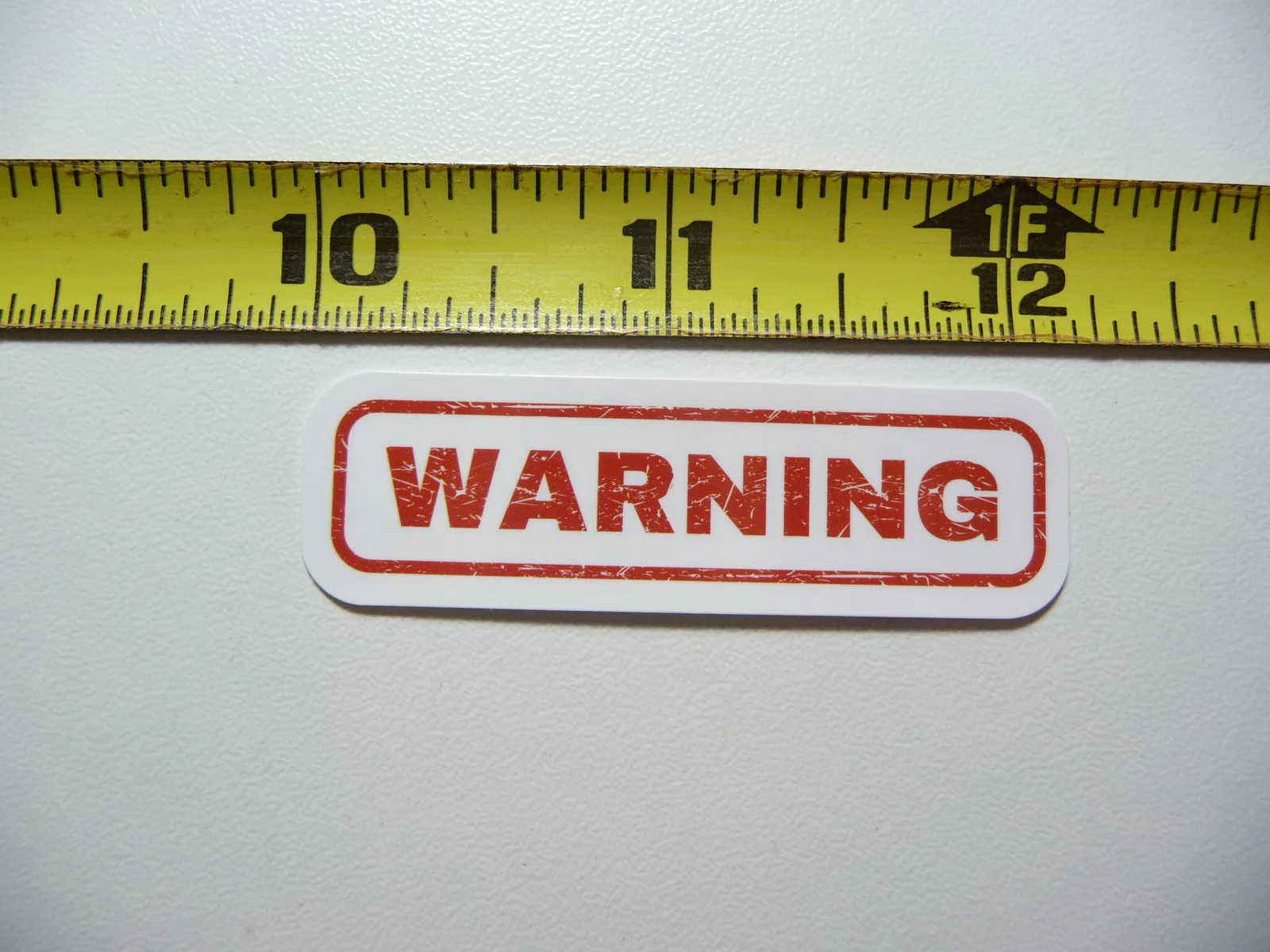 WARNING DISTRESSED RECTANGLE SMALL STICKER DECAL BUSINESS COMPANY POLICY DOOR