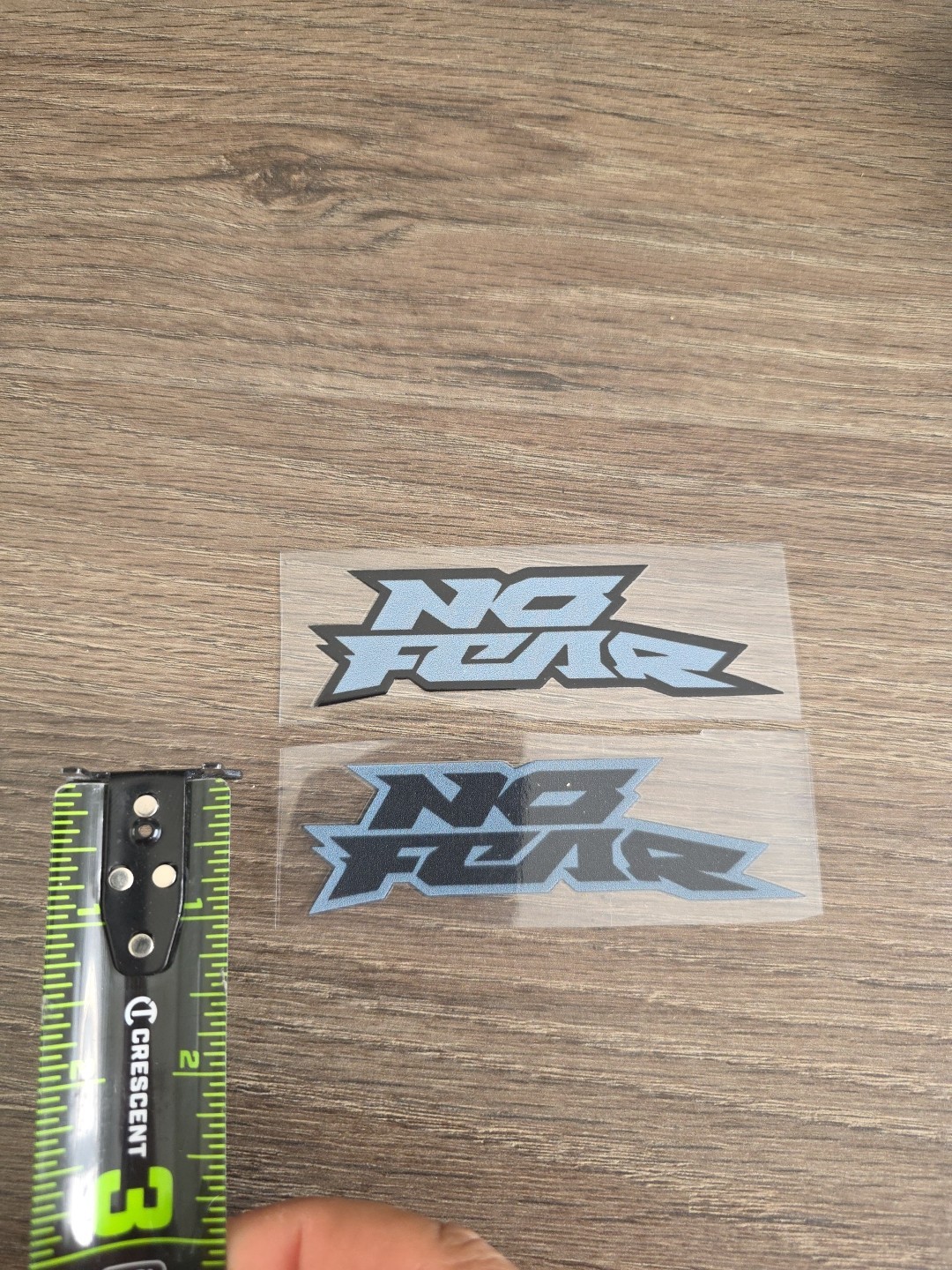 2X NO FEAR Grey & Black Outlined Raised UVDTF DECAL STICKER Waterproof 4in.