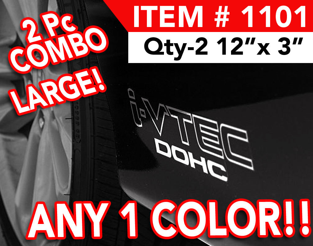 Qty-2 12" I-VTEC DECAL DECAL STICKER in Any Color #1101