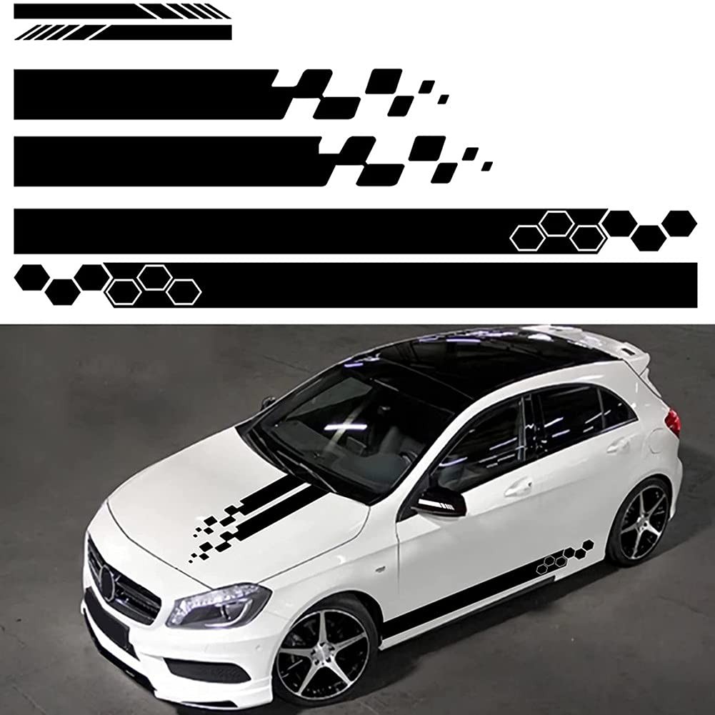 RoJuicy 5 Pieces Vinyl Car Side Stickers Decorative Auto Body Racing Sports D…