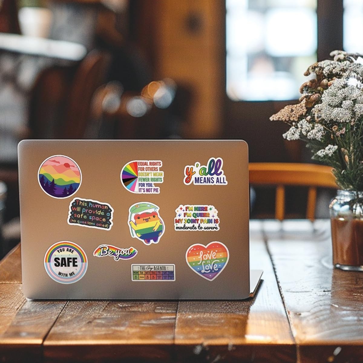 Set of 10 Cute LGBTQ+ Stickers – Durable Vinyl & Fade-Resistant 2 Inch Decals
