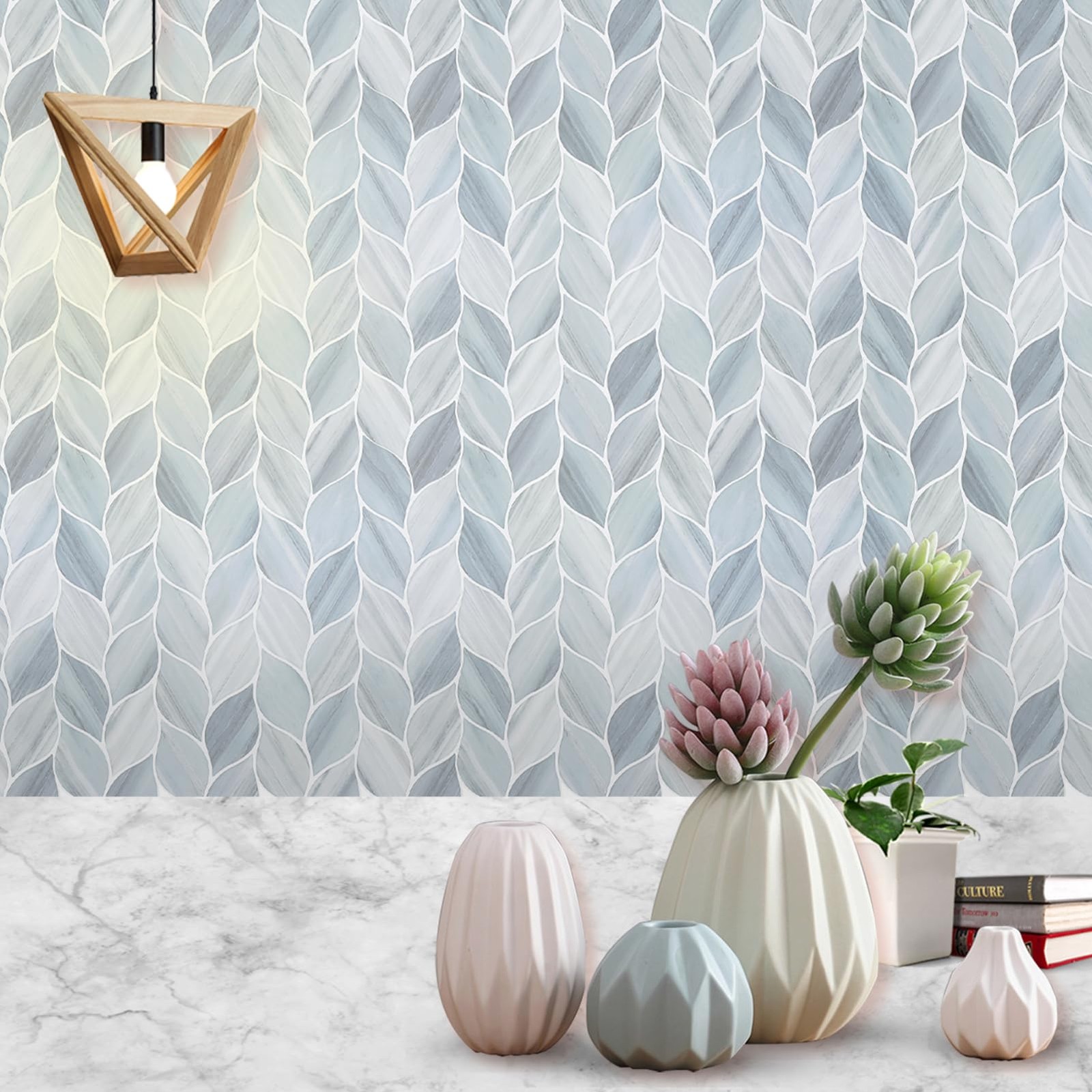10 Pcs Vinyl Leaf Peel and Stick Tile for Kitchen Backsplash, Premium -Adhesi…