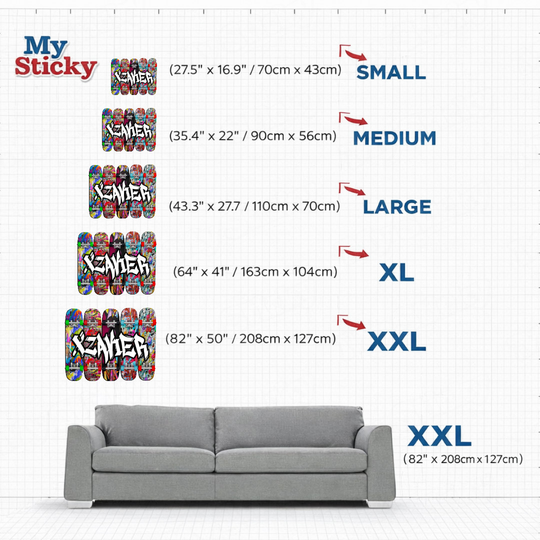 MySticky™ Custom Name Full Color Graffiti Skateboard Wall Art Decal Vinyl Decor