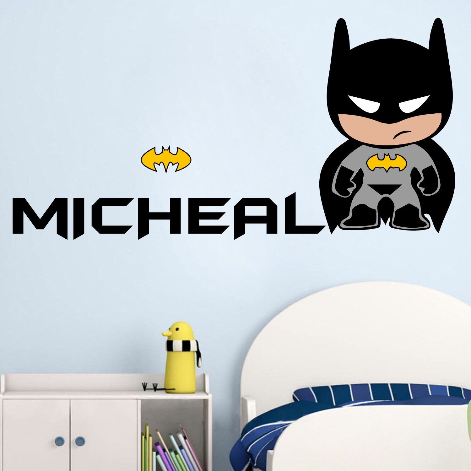 Batman Boy CUSTOM NAME Wall Decal Nursery Vinyl Sticker Home Decor