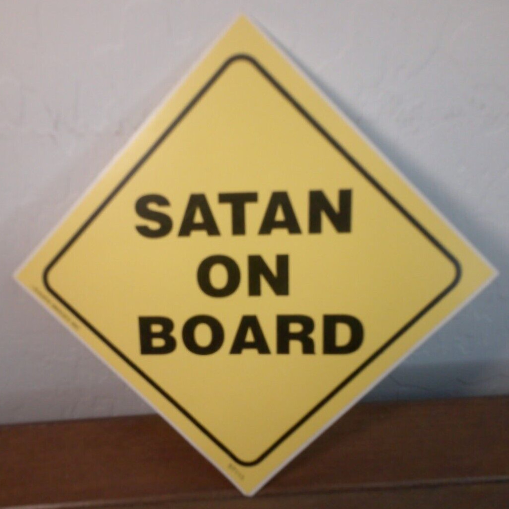 Unique! ~Satan on Board Sticker! ~Yellow & Black! ~6"! ~Raven Images Inc.!