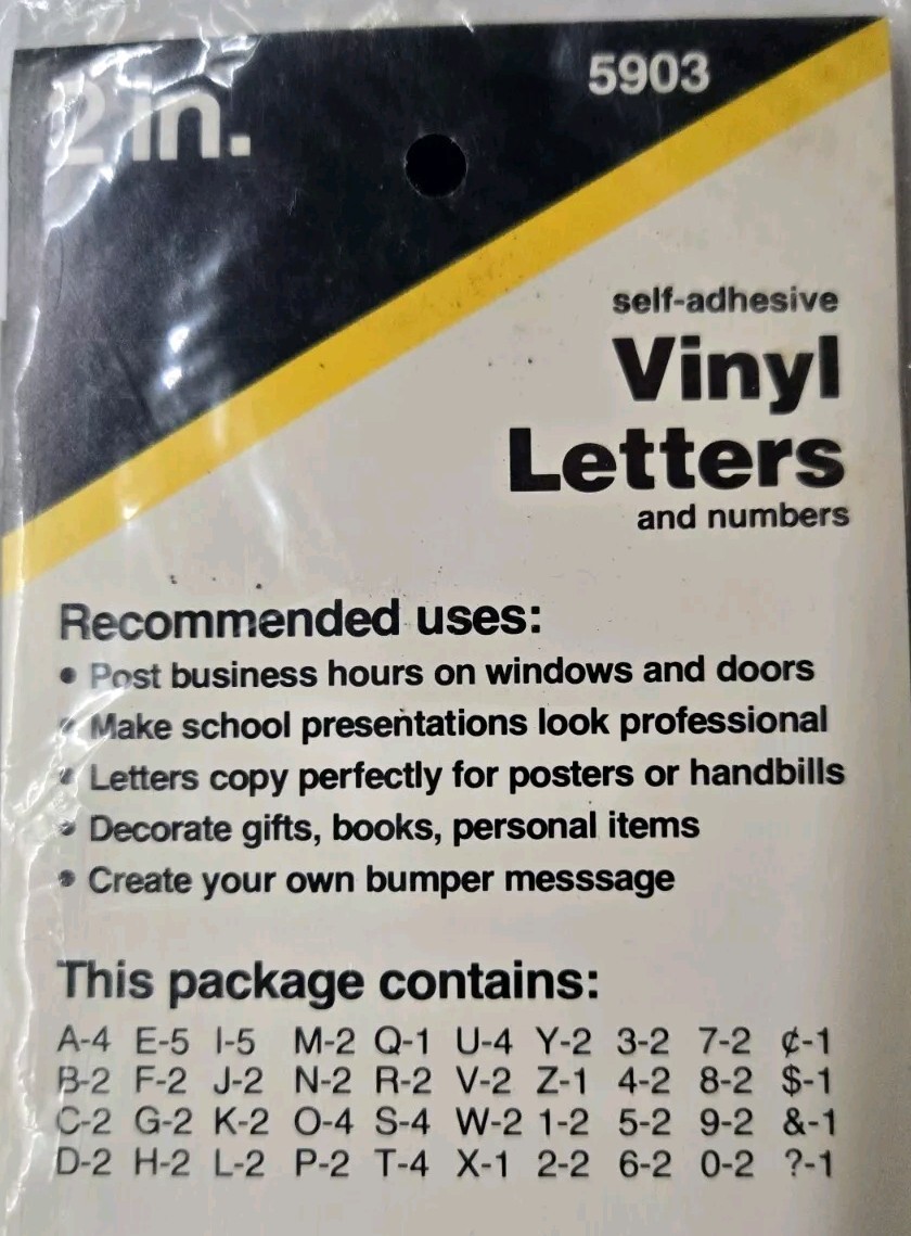 Avery 2" Black Self Adhesive Vinyl Letters and Numbers, 87 Characters
