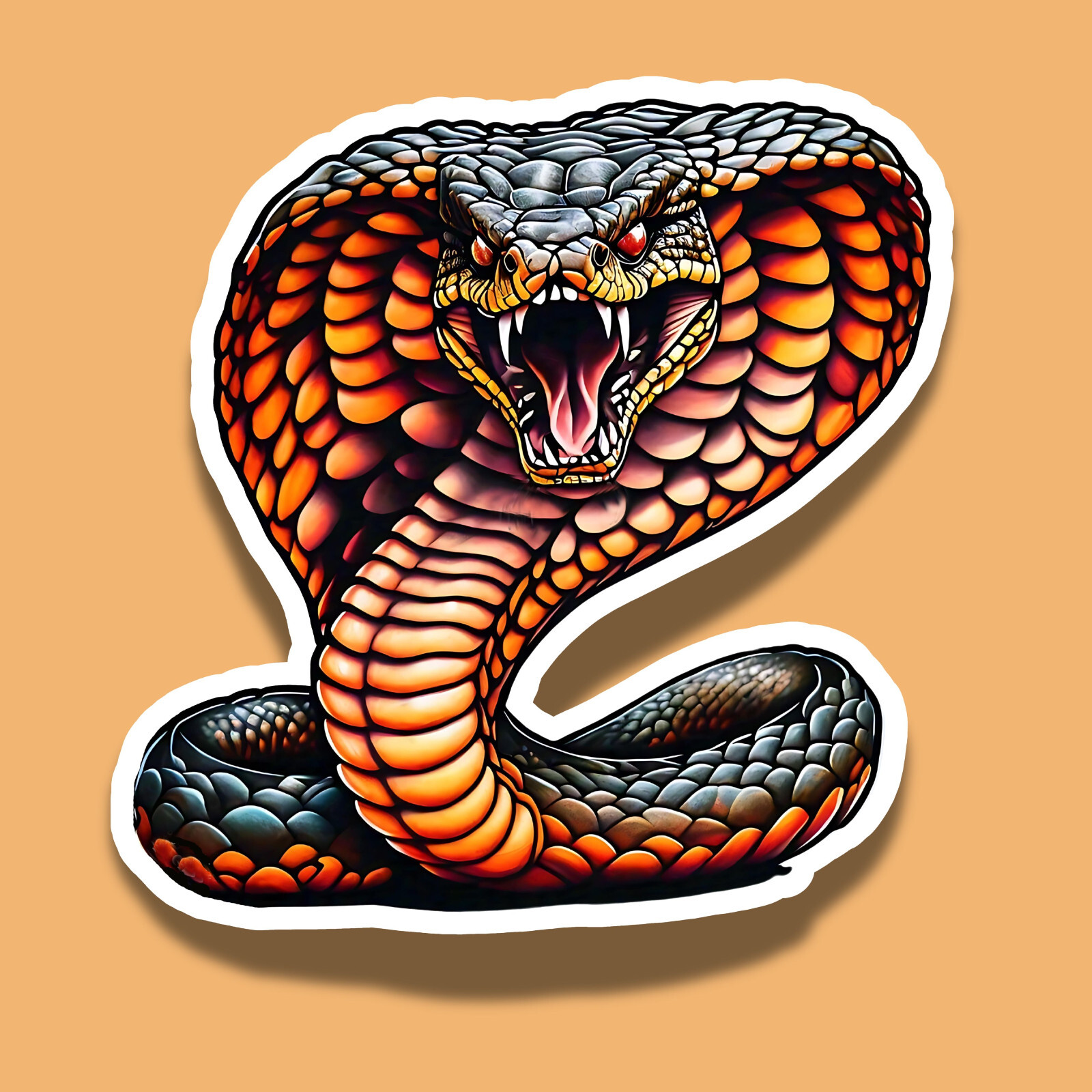 Hissing Venomous Cobra Reptile Fangs Predator 3" Vinyl Sticker