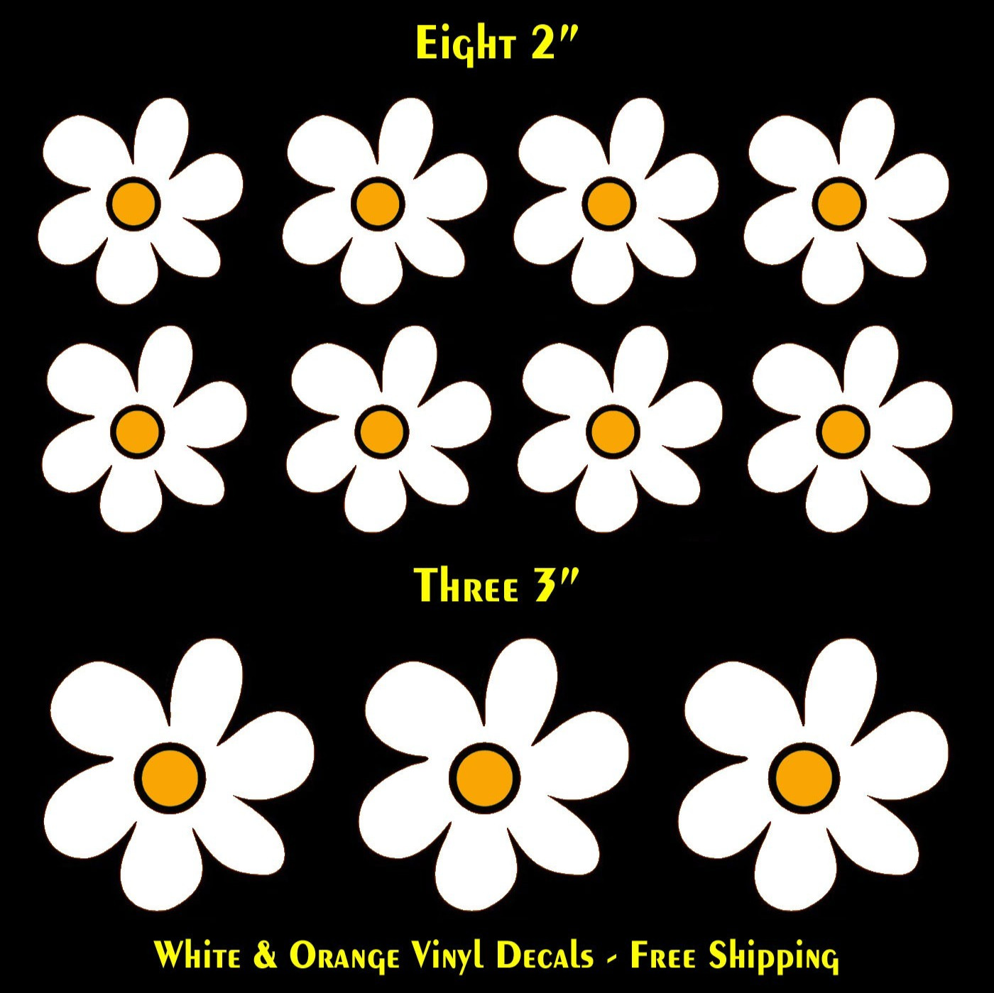 Hippy Flowers Scooby Doo 11 Pack White Orange Vinyl Decals Car Truck Van Windows