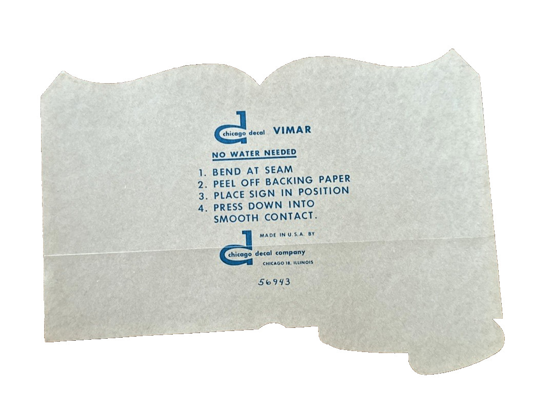 Vintage Yellow Pages Advertising Transfer Decal Chicago Decal Co VIMAR Sign NOS