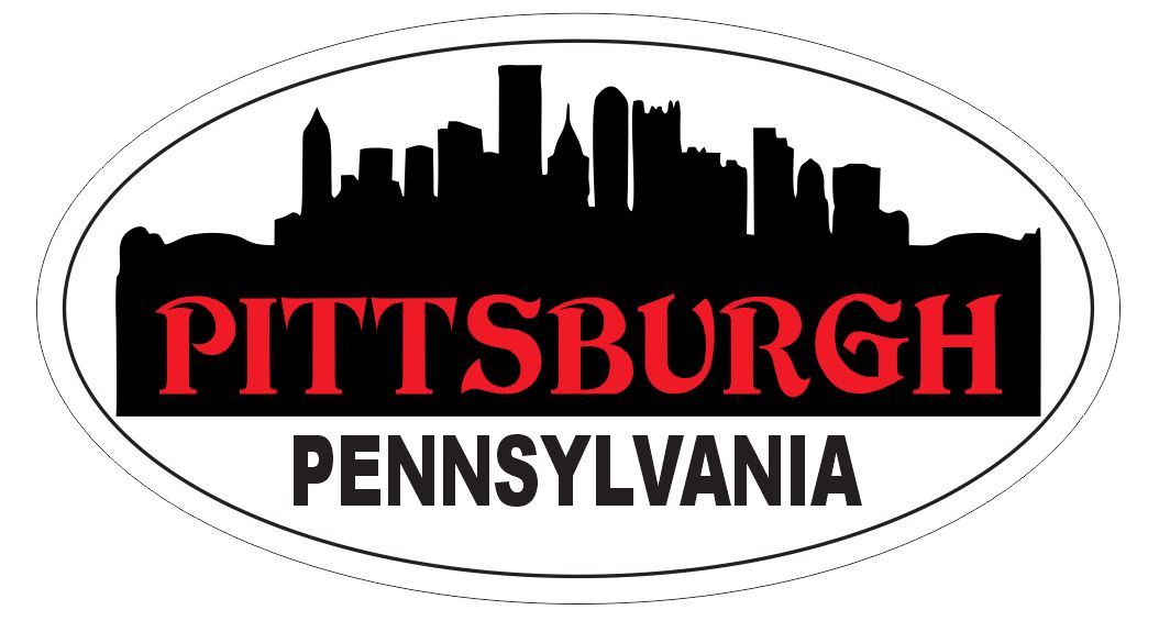 Pittsburgh Pennsylvania Oval Bumper Sticker or Helmet Sticker D3764