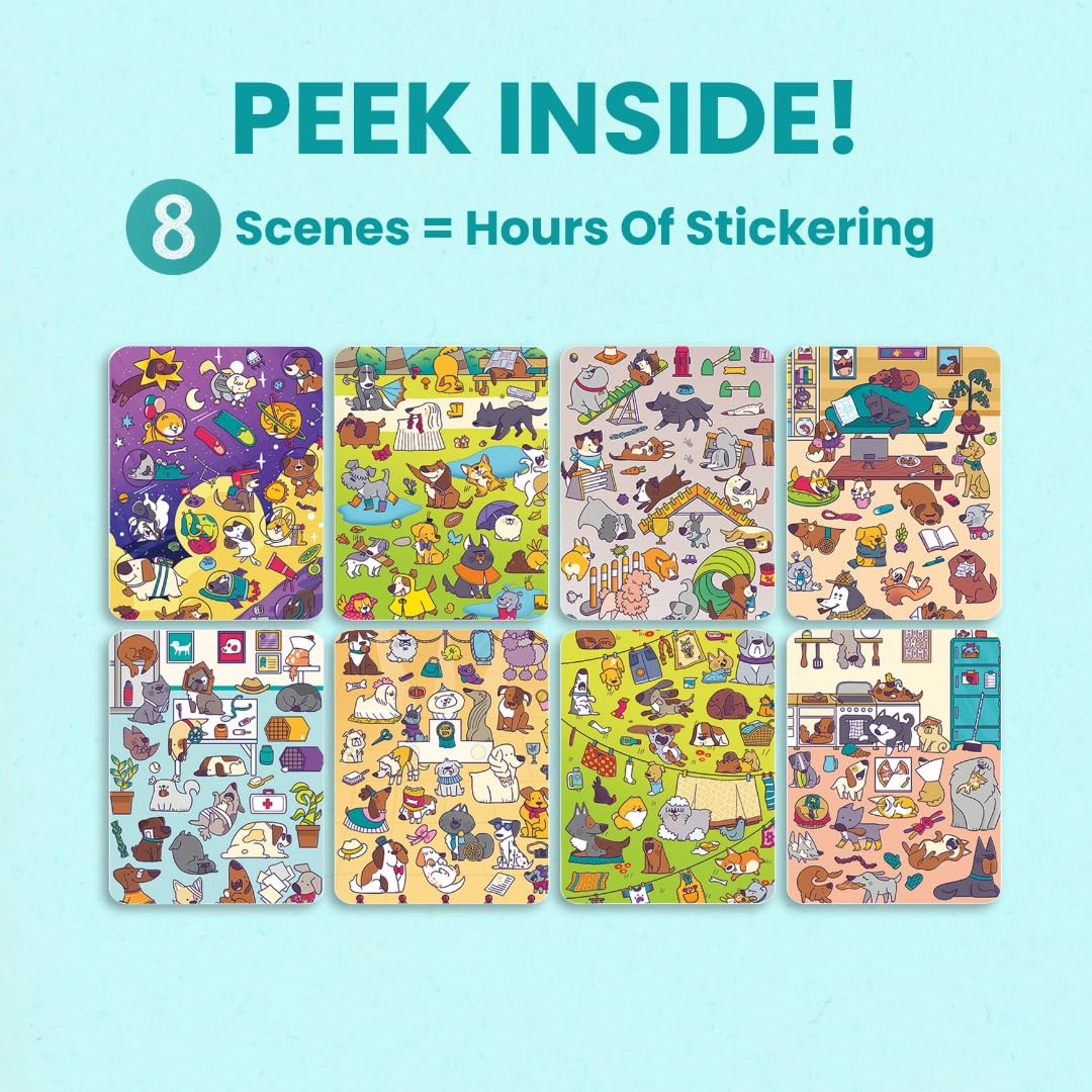 Cupkin KSB58 Dog Sticker Book 300+ Stickers 8 Coloring Pages Ages 2-8
