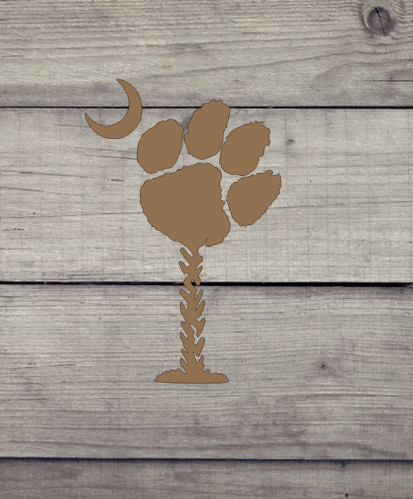Tiger Paw & Moon SC Palmetto Tree- Yeti, Cellphones, Auto, Laptop CLEMSON
