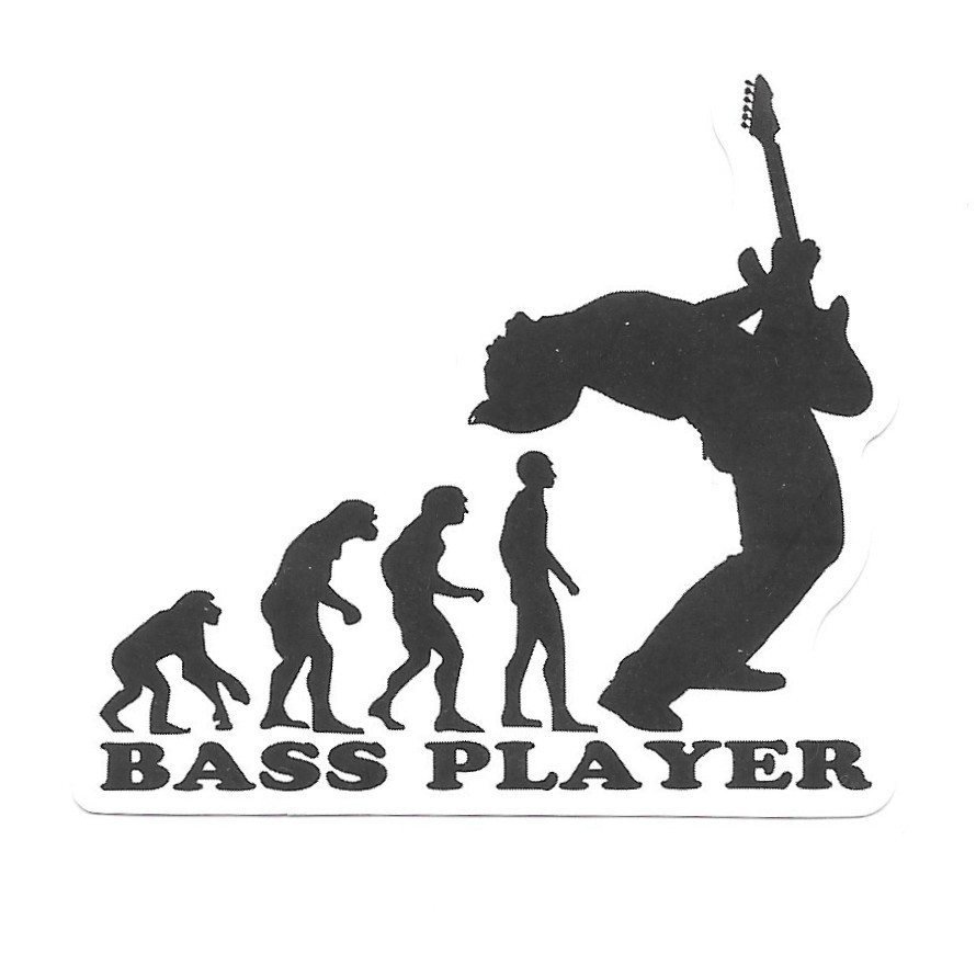 Bass Player Evolution Vinyl Sticker Die Cut Music Funny Band Gift Journal