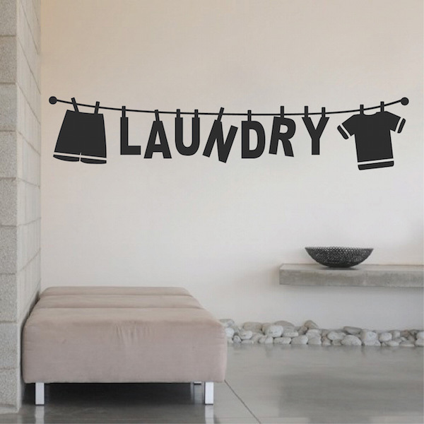 Laundry Wall Decal, Fun Clothes Wording Wall Vinyl, Laundry Room Wash Art, 15m