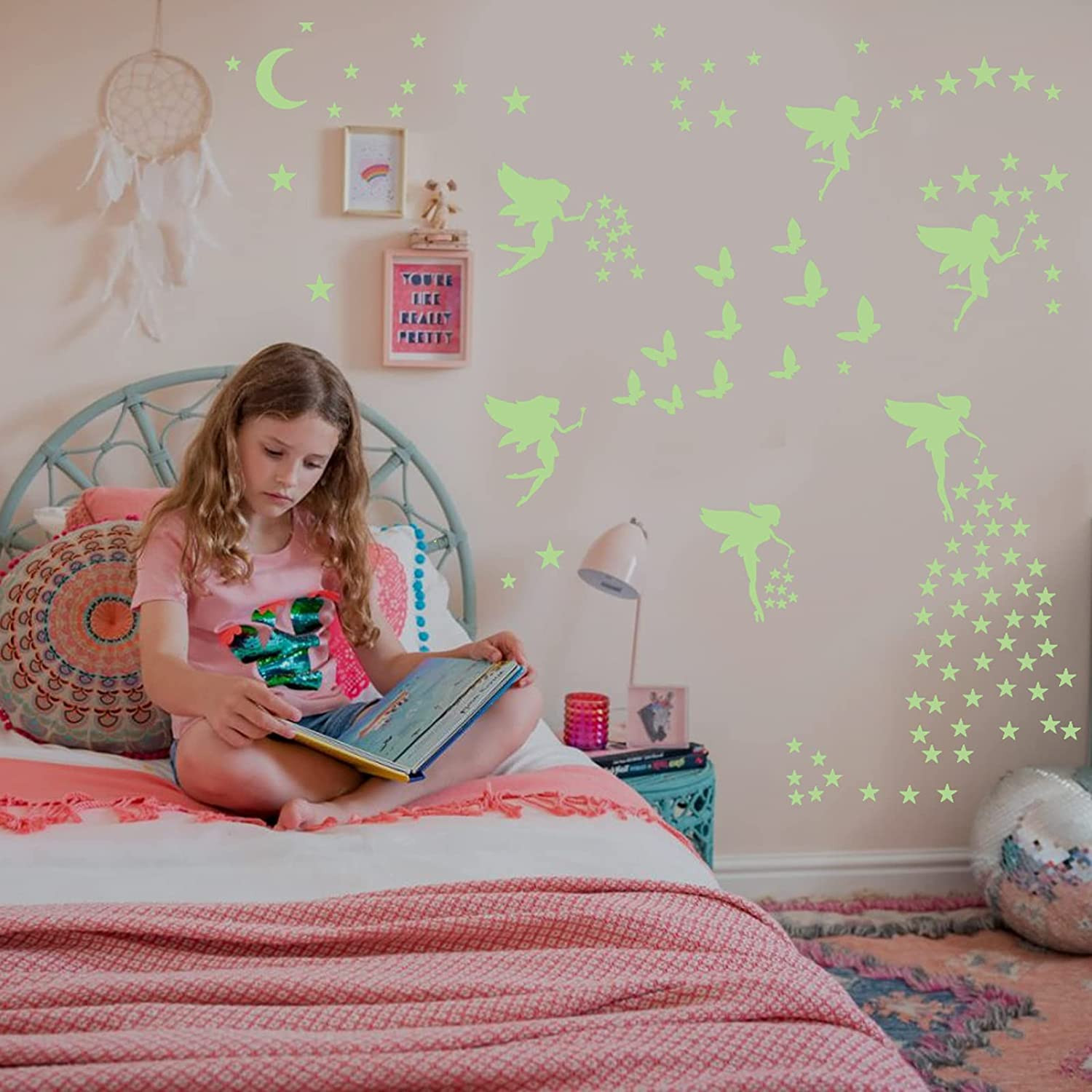 Glow in the Dark Fairy Wall Decals, Luminous Fairies Wall Stickers Bedroom Ceili