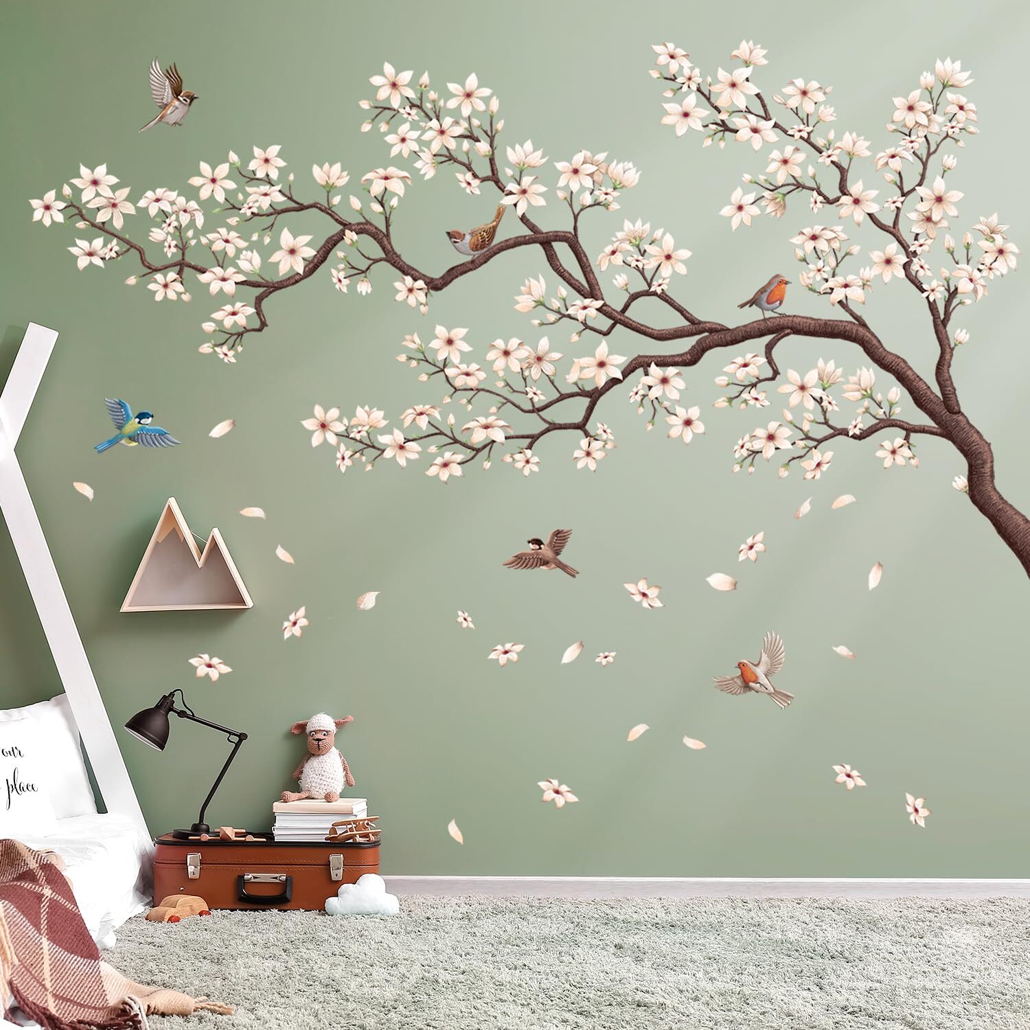 SG4-2317 Oriental Flower Tree Wall Stickers declas Kids Bedroom Cherry Blosso…