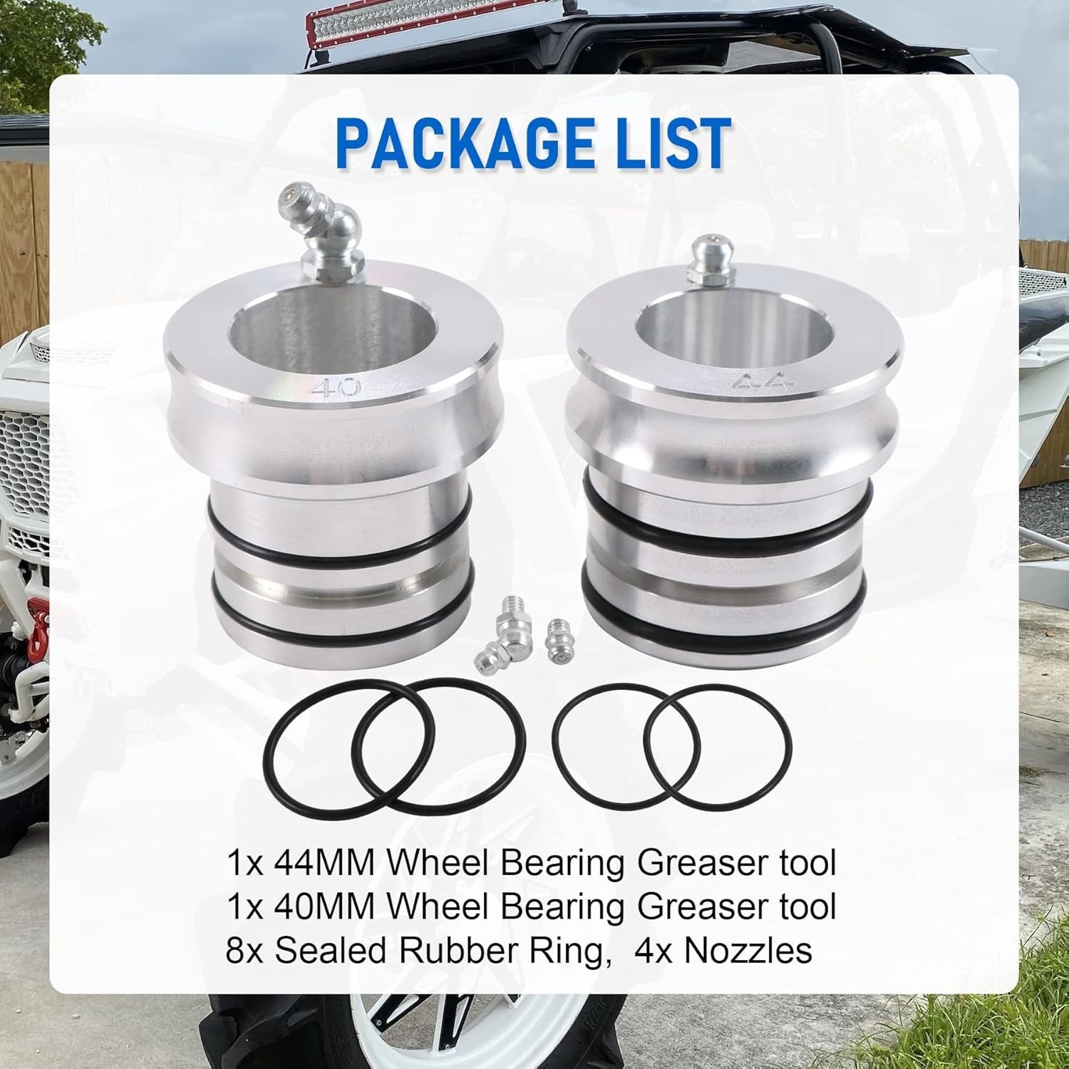New 44/40MM Front Rear Wheel Bearing Greaser Tools Replacement for Polaris Range