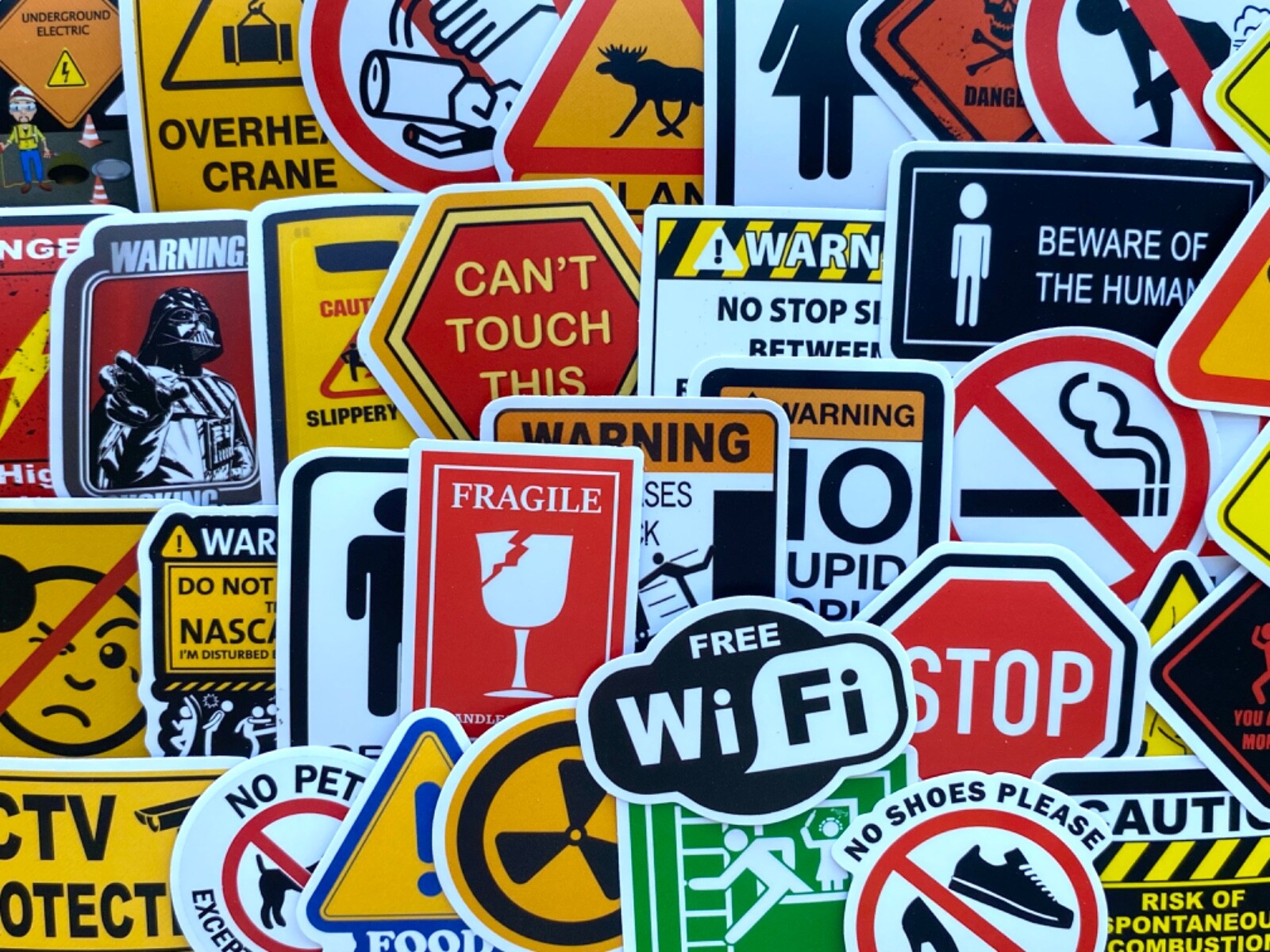 5-50 pcs Warning Signs Stickers, Graffiti Radiation Caution Waterproof Decals